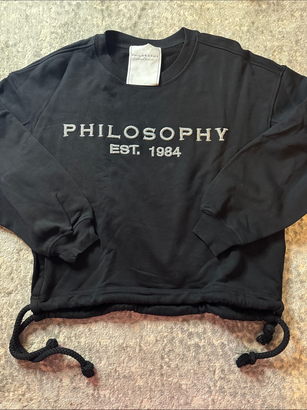 Philosophy Logo Drawstring Cropped Sweatshirt